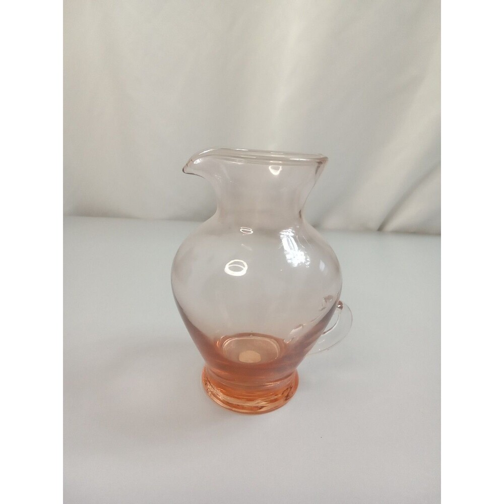Vintage Lefton Japan Small Pink Hand Blown Glass Pitcher 4 1/2 inches‎ tall